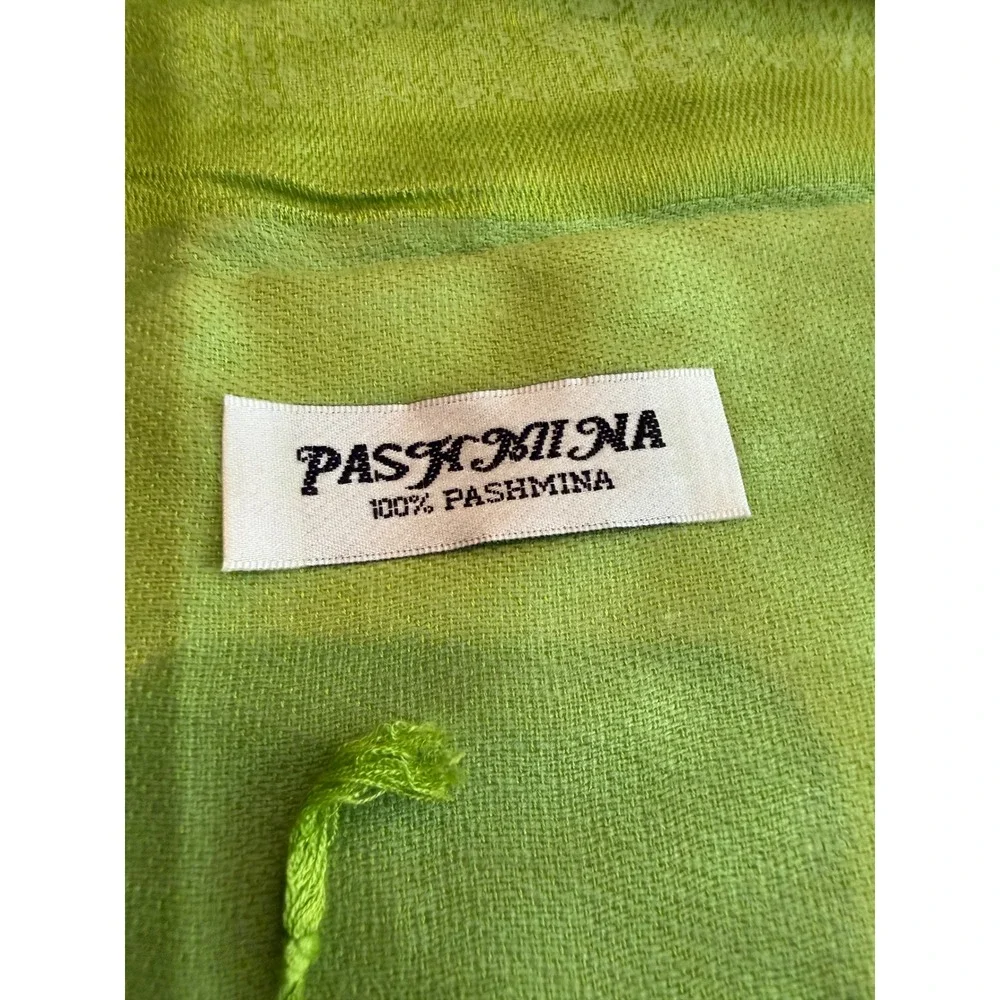 Pashmina 100% Pashmina Lime Green Fringed Wrap Scarf Shawl Regular 70x26